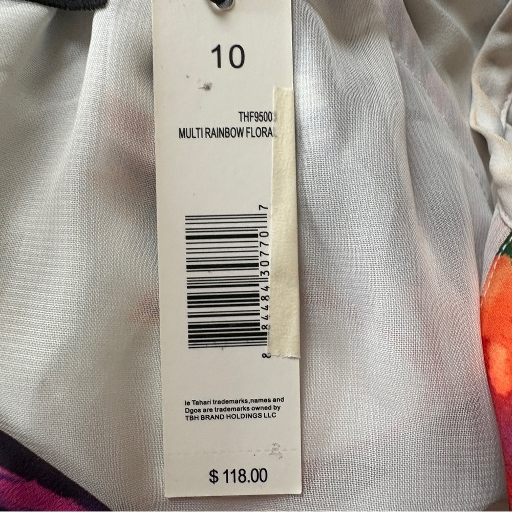 Tahari Floral Midi Dress Size 10 NWT Multicolor Long Sleeve $118 MSRP - Picture 6 of 7